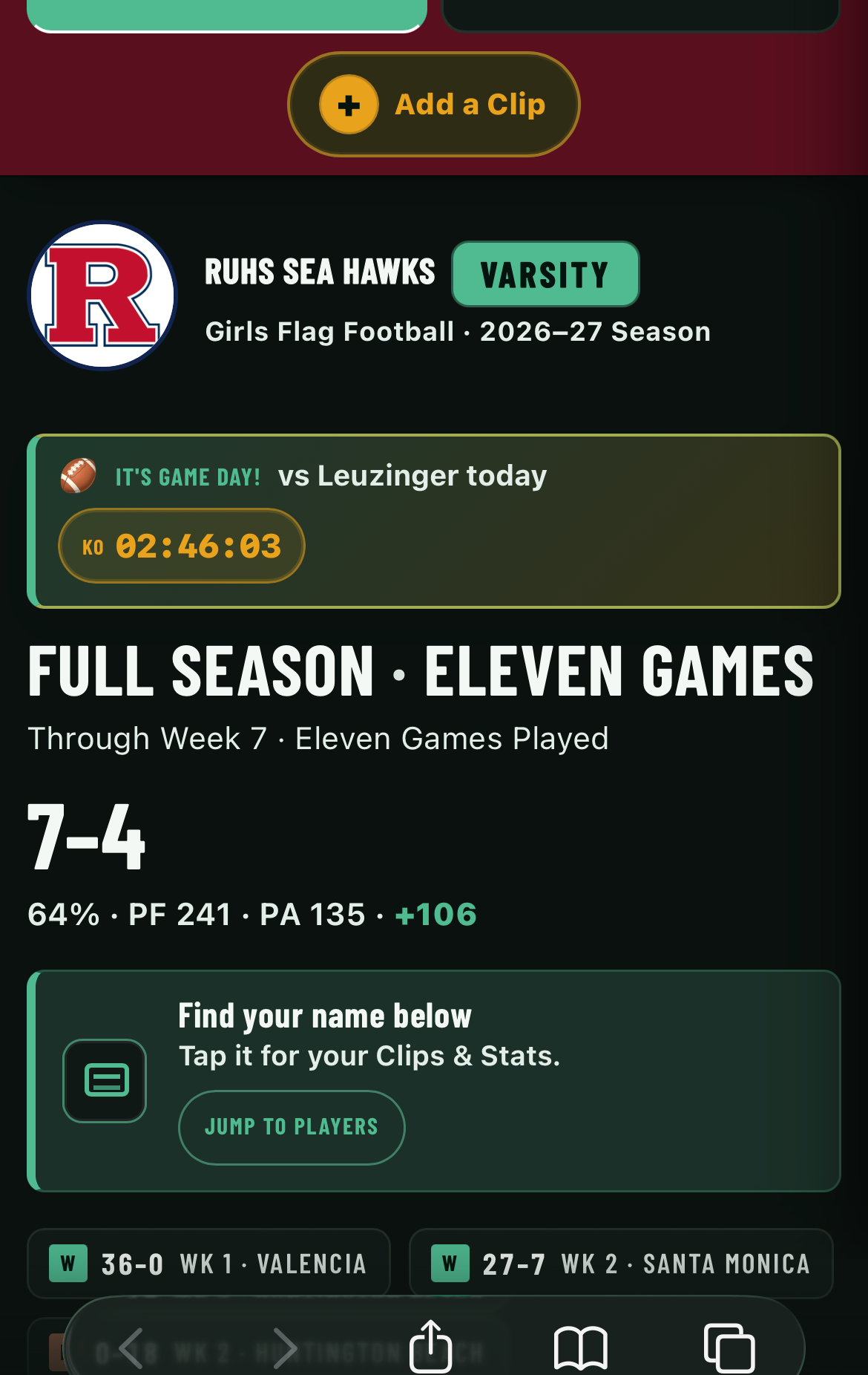 Season HQ screen